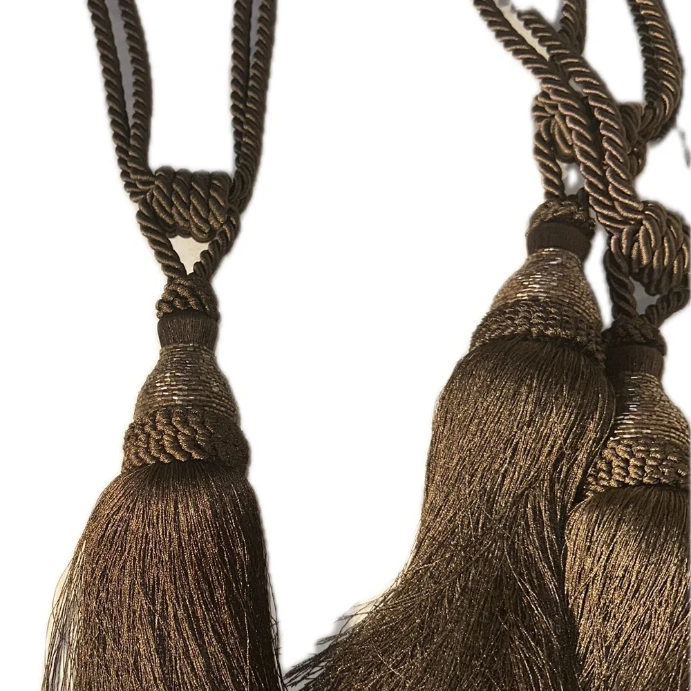 4 Elegant Large Brown Tassel Curtin Tiebacks